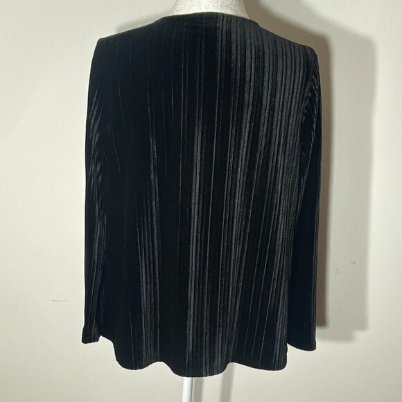 J. Jill Velour Black Long Sleeve Top Size Medium Petite - Picture 2 of 8